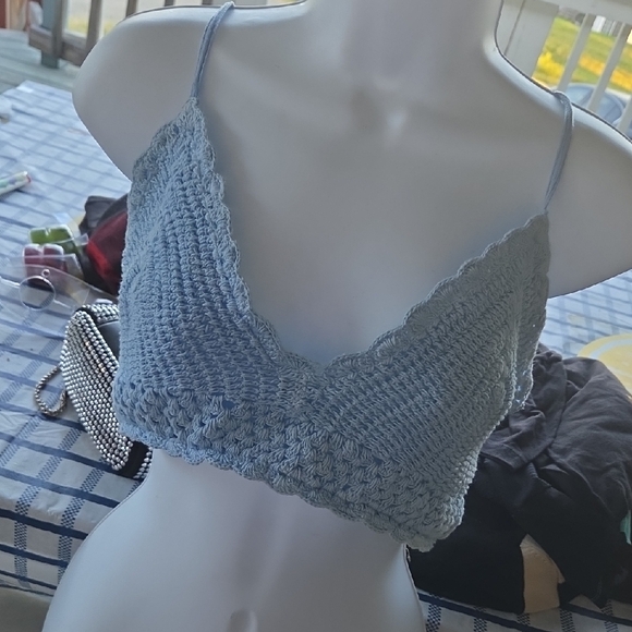 Light Blue Crochet Bralette Top - Picture 4 of 5
